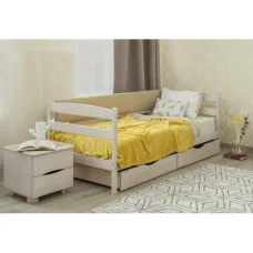 Bed "Mario" with soft headboard and drawers